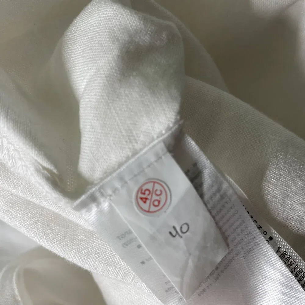 Old Navy Boyfriend Shirt Button Front Long Sleeve White Linen Blend Size M